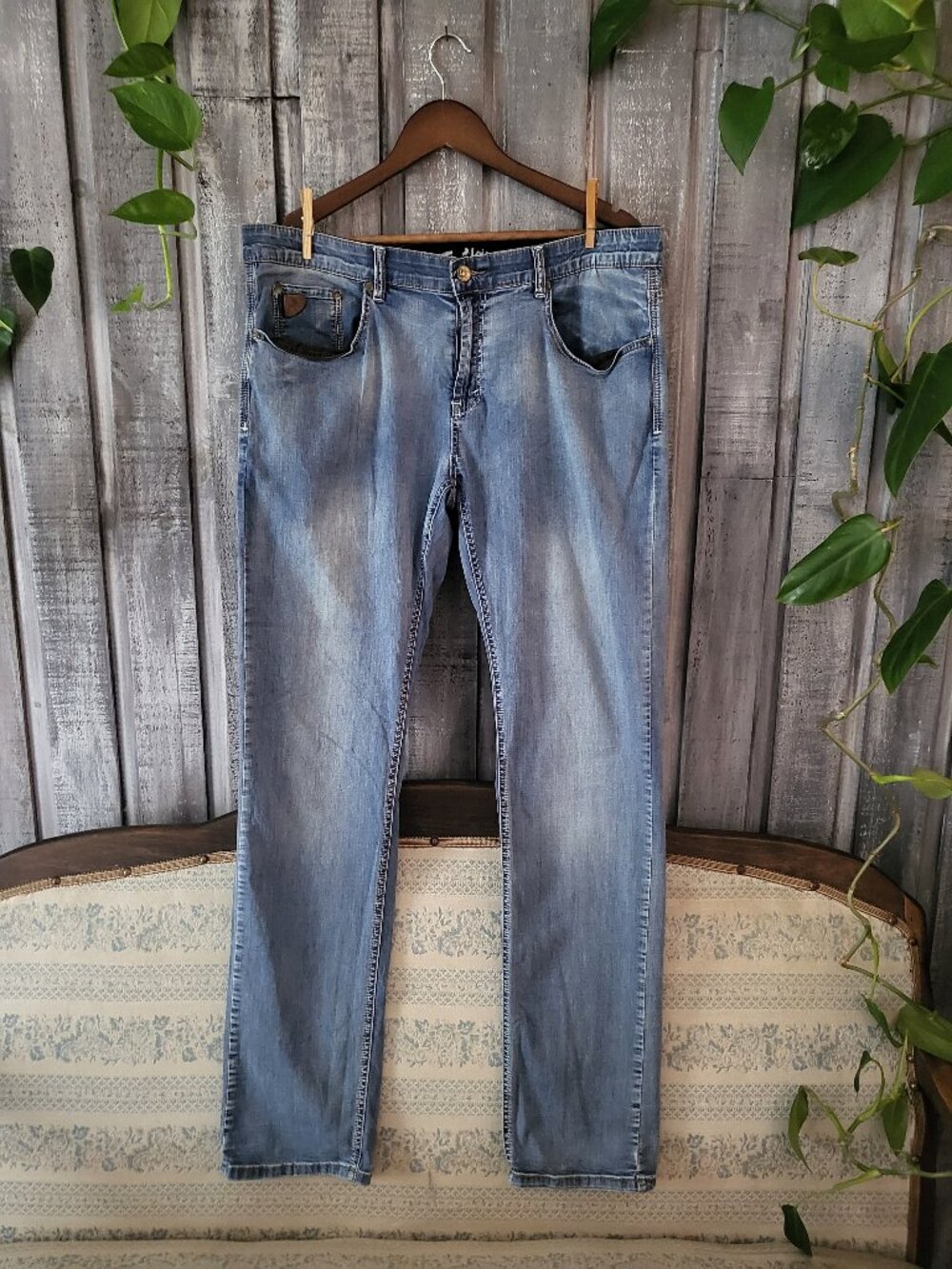 Lois Jeans Mens Blue Peter-Slim Stretch Denim Pants Size 38 Medium Wash
